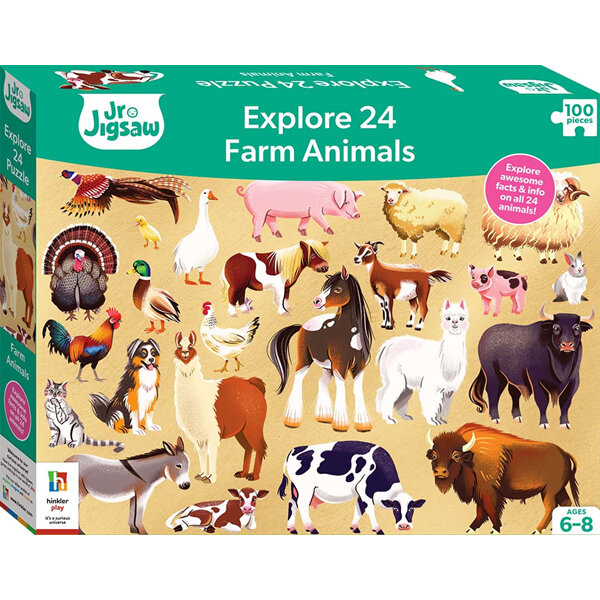 Junior Jigsaw Explore 24 Farm Animals 100 Piece Puzzle