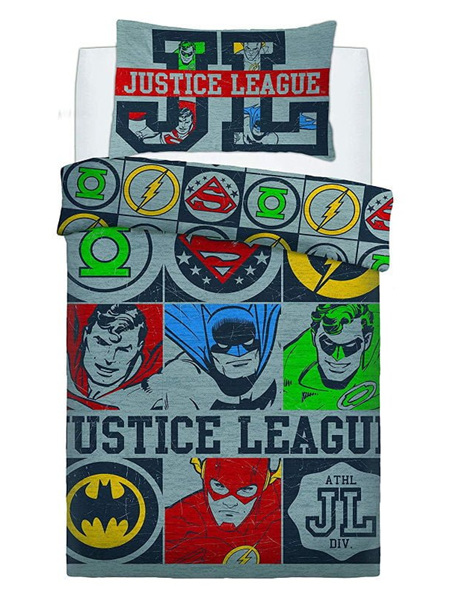 Justice League Vintage Icons Reversible Single Duvet Cover Set