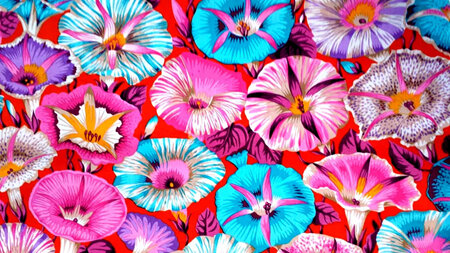 Kaffe Fassett Collective - Variegated Morning Glory Red