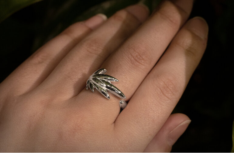 Kakapo Feather Sterling Silver Ring