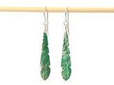 kakariki green emerald feather earrings bird native nz sterling silver