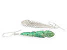kakariki green emerald feather earrings bird  nz sterling silver lilygriffin