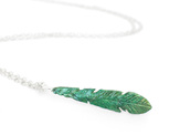 kakariki green emerald feather necklace lily griffin native nz sterling silver