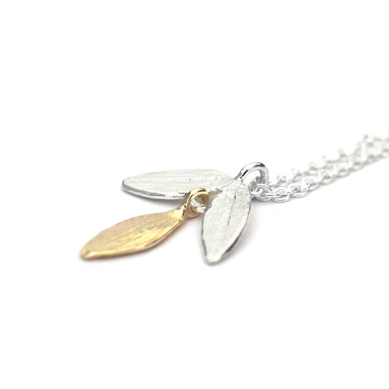 kauri leaves native leaf solid 9k gold sterling silver necklace  lilygriffin nz