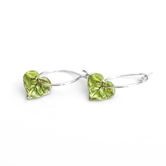 kawakawa leaf hoop earrings sterling silver green nature lilygriffin nz jeweller
