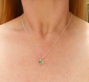 kawakawa leaf necklace pendant green painted sterling silver botanical