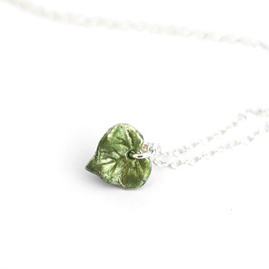 kawakawa leaf necklace pendant green silver nature lilygriffin nz handmade