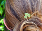 kawakawa leaves green sterling silver nature wedding hairpin hairstick nz