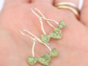 Kawakawa leaves trio green heart silver earrings lily griffin nz jewellery