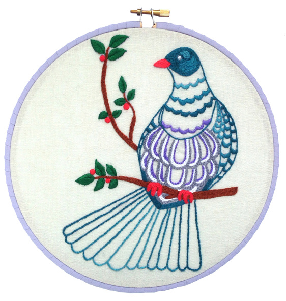 kereru embroidery kit