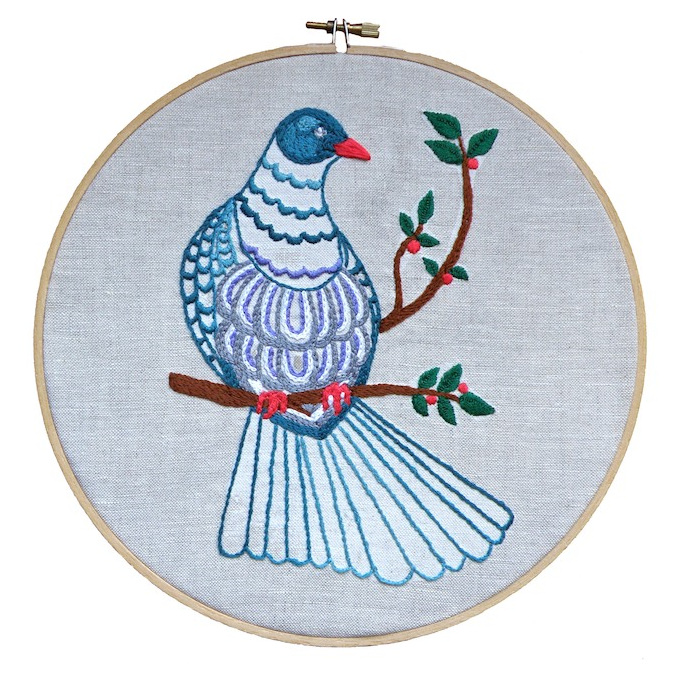 kereru embroidery pattern