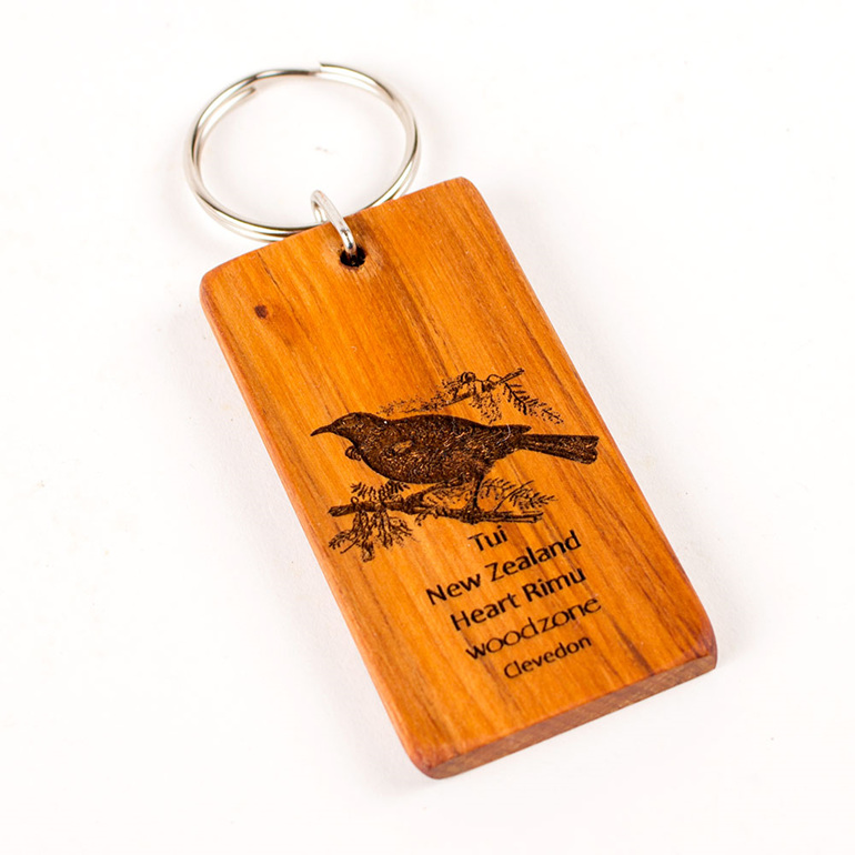 key ring with engraved tui bird - made from rimu