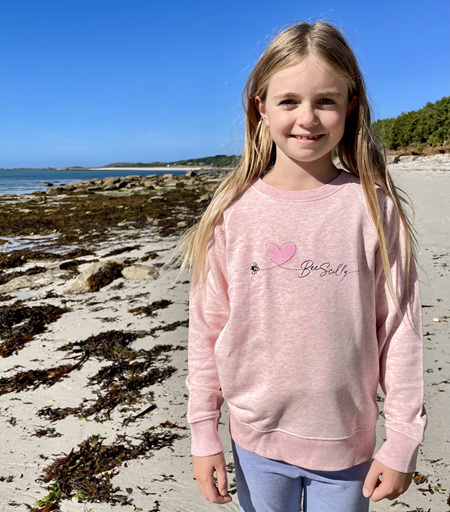 Kids Bee Scilly Organic Sweatshirt - Heather Pink