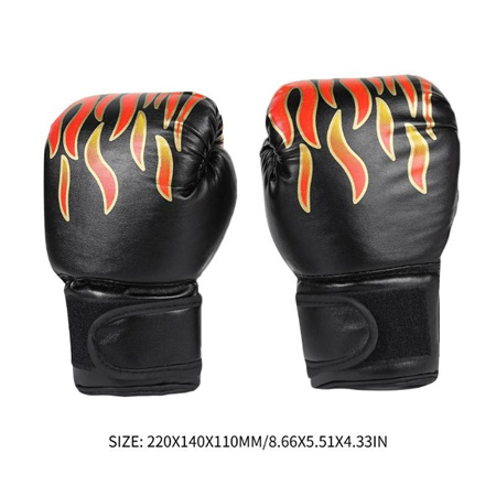 Kids Boxing Gloves - Black with Flames