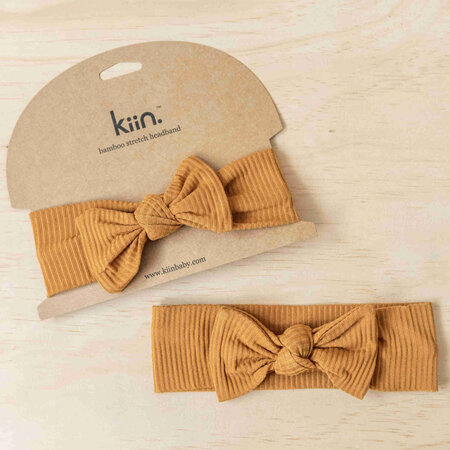 KIIN BAMBOO STRETCH BOW HEADBAND - CARAMEL