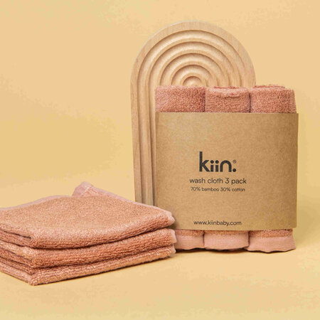 KIIN WASH CLOTHS 3 PACK - BLUSH