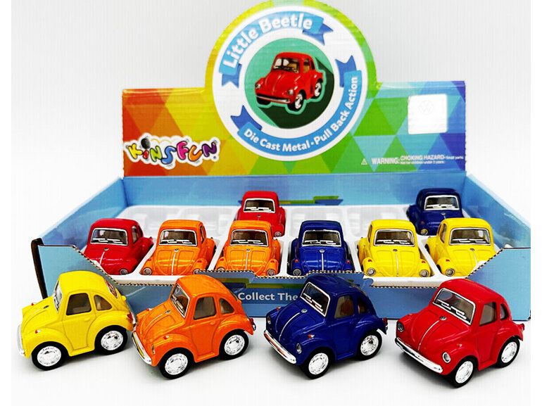 KinsFun VW Official Little Beetle Die Cast Model with Pull Back Action Assorted