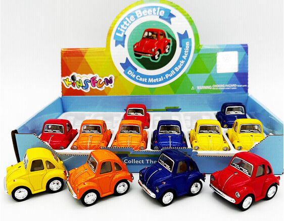 KinsFun VW Official Little Beetle Die Cast Model with Pull Back Action Assorted