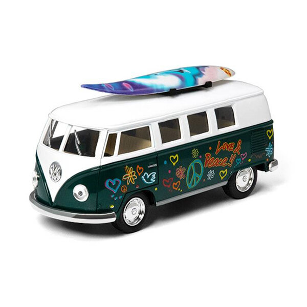 KinSmart Official 1962 Volkswagon Bus with Surfboard Pull Back Action Diecast Assorted