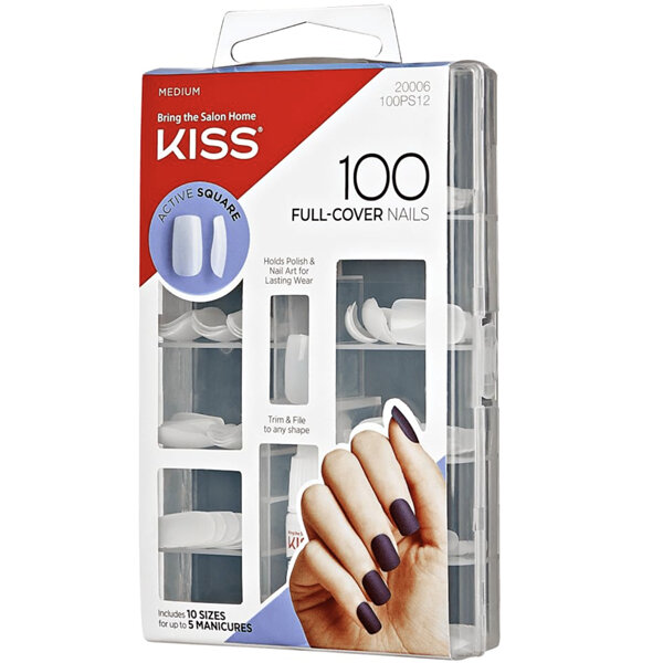 KISS 100 Full-Cover Nail Kit Active Square