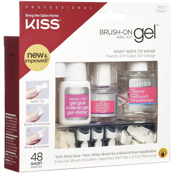 KISS Brush-On Gel Nail Kit GNK01 48 Short Length Tips