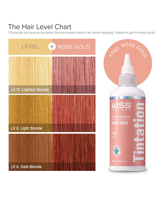 KISS Tintation Semi-Permanent Haircolour Rose Gold 148ml dye hair colour