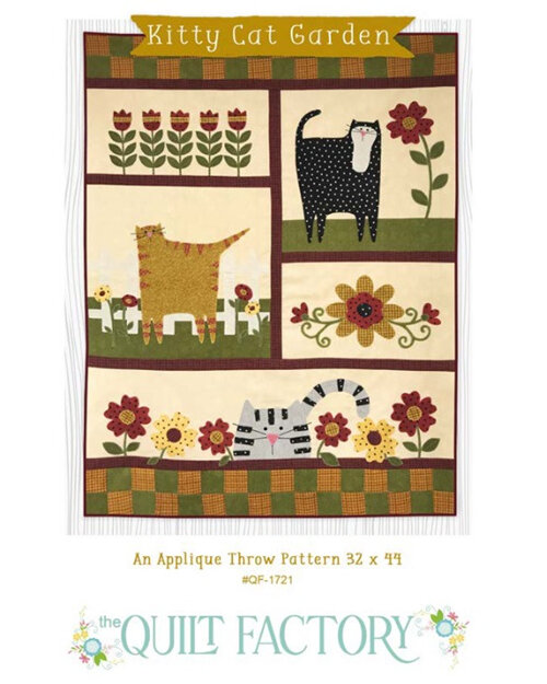Kitty Cat Garden Applique Throw Pattern by Deb Grogan of The Quilt Factory