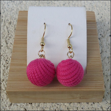 Knitted Earrings - Fuchsia