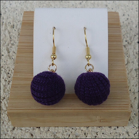 Knitted Earrings - Purple