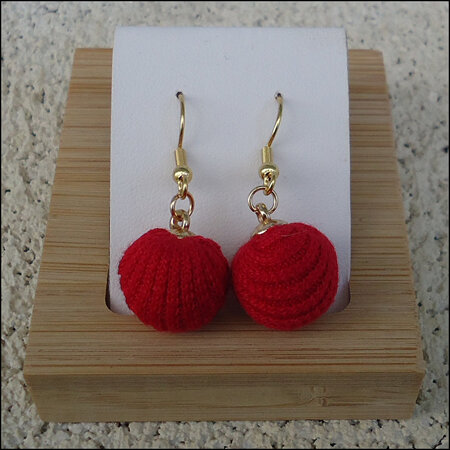 Knitted Earrings - Red