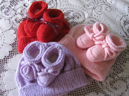 Knitted Hat and Bootees - Birth to 3 Months