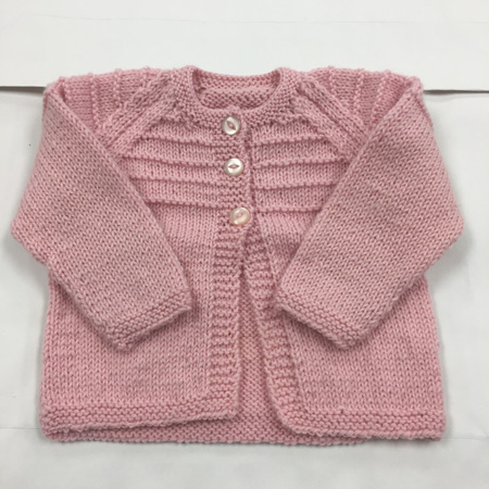 Knitted merino matinee jacket - pink - 0-6 months