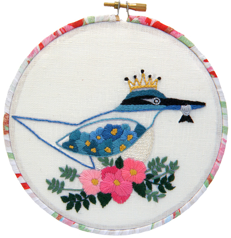 Kotare / kingfisher embroidery kit