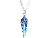 kotare kingfisher feather koru native bird blue aqua necklace bright