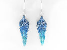 kotare kingfisher feather koru native bird blue aqua earrings bright