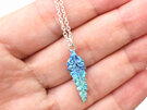 kotare kingfisher feather native bird blue aqua necklace lily griffin handmade