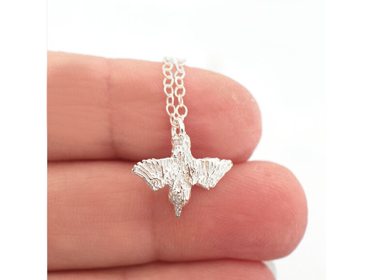 kotare kingfisher tiny bird sterling silver necklace lily griffin jewellery nz