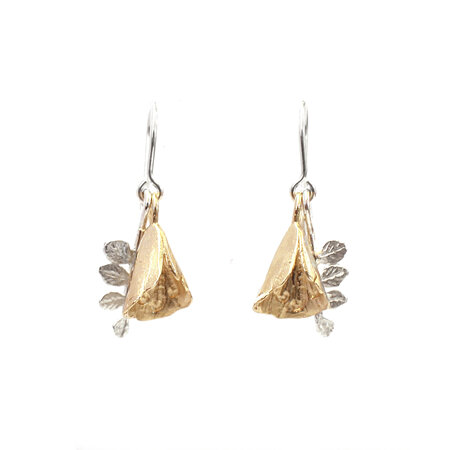 Kowhai Bell and Leaf Earrings