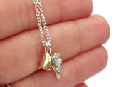 Kowhai flower bell leaf 9ct 9k solid gold sterling silver pendant lily griffin