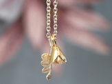 kowhai flower bell mini sterling silver leaf necklace pendant solid gold nz