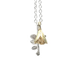 kowhai flower bell solid 9ct 9k gold sterling silver leaf pendant lilygriffin nz