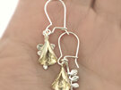 kowhai flower leaves bells solid 9k gold sterling silver kidney hooks earrings