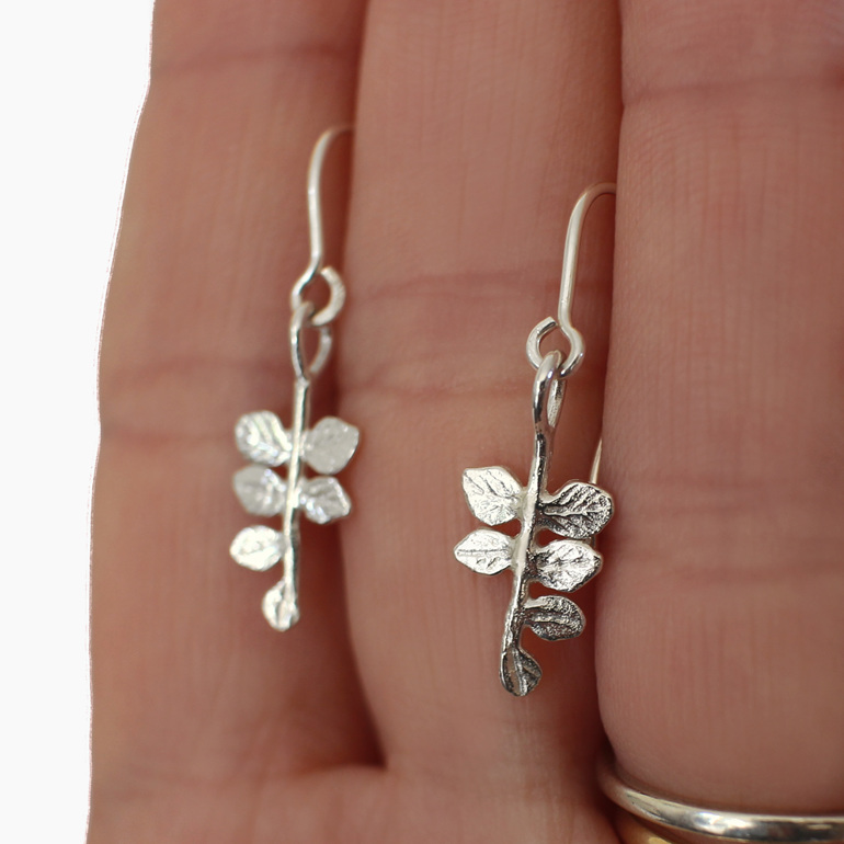 kowhai leaf sterling silver asymmetrical organic nature lilygriffin nz jewellery