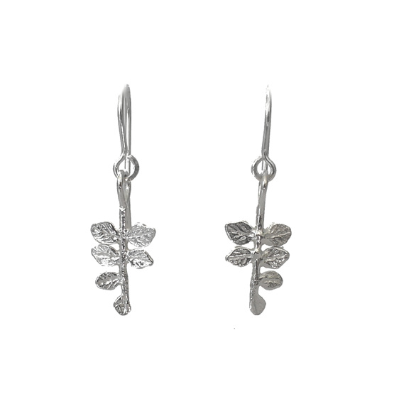 kowhai leaf sterling silver earrings organic nature lilygriffin nz jewellery