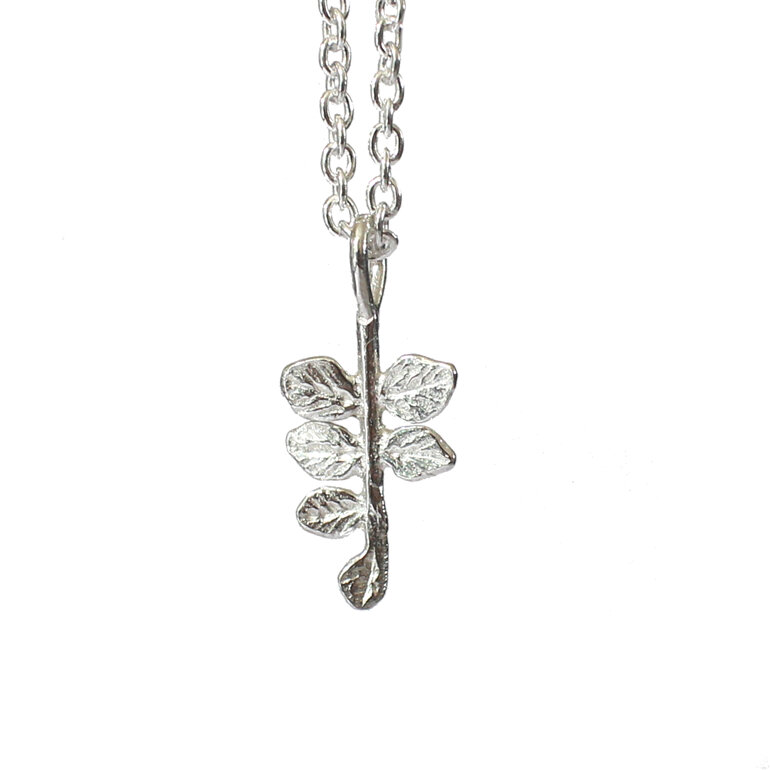 kowhai leaf sterling silver necklace organic nature lily griffin nz jewellery