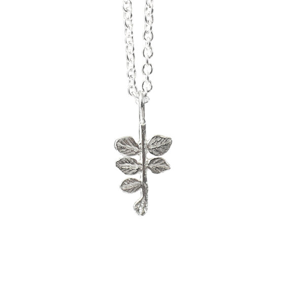 kowhai leaf sterling silver pendant organic nature lilygriffin nz jewellery