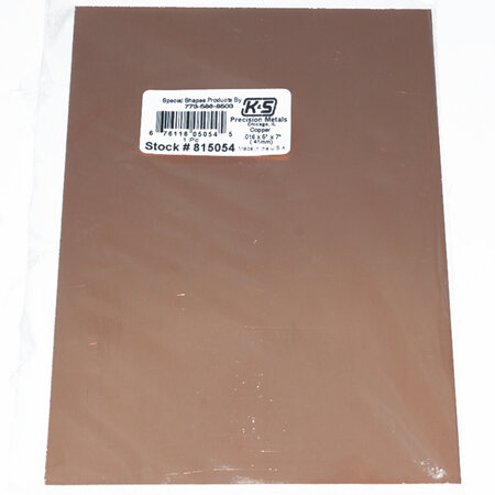 K&S Copper Sheet 0.016' x 4' x 10' / 0.4mm #277