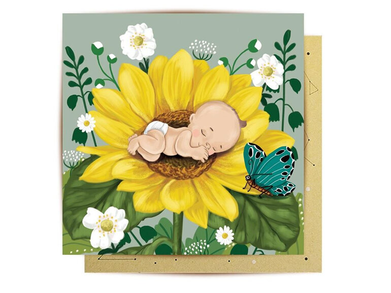 La La Land - Baby Flower Card newborn shower welcome