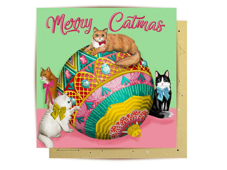 La La Land Bougie Christmas Bauble Card merry catmas