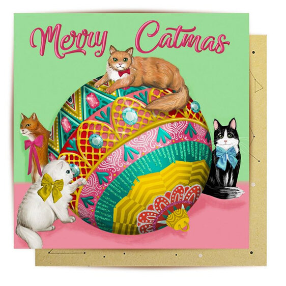 La La Land Bougie Christmas Bauble Card merry catmas